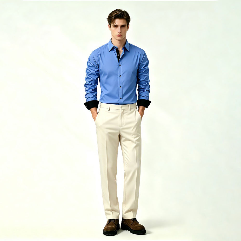 Chemise homme stretch &agrave; motifs coupe r&eacute;guli&egrave;re