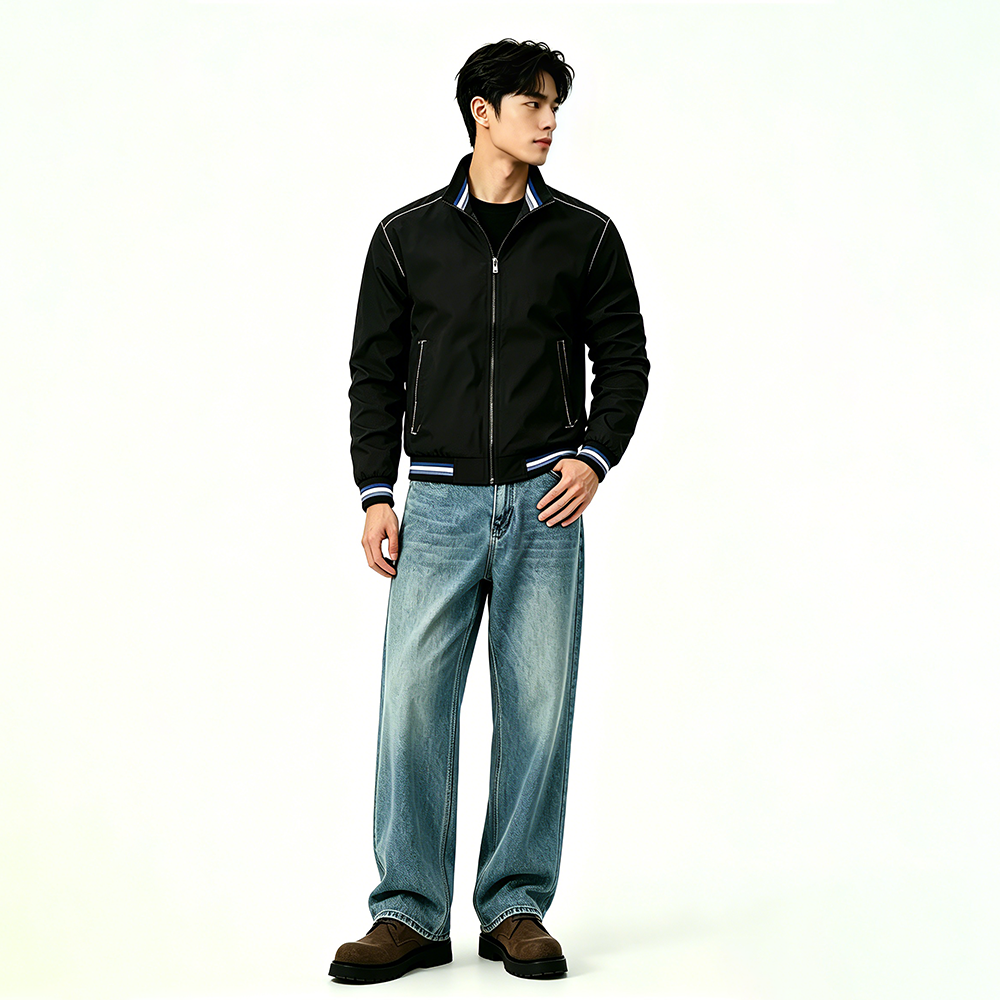 Veste de sport coupe-vent &agrave; col de baseball pour hommes
