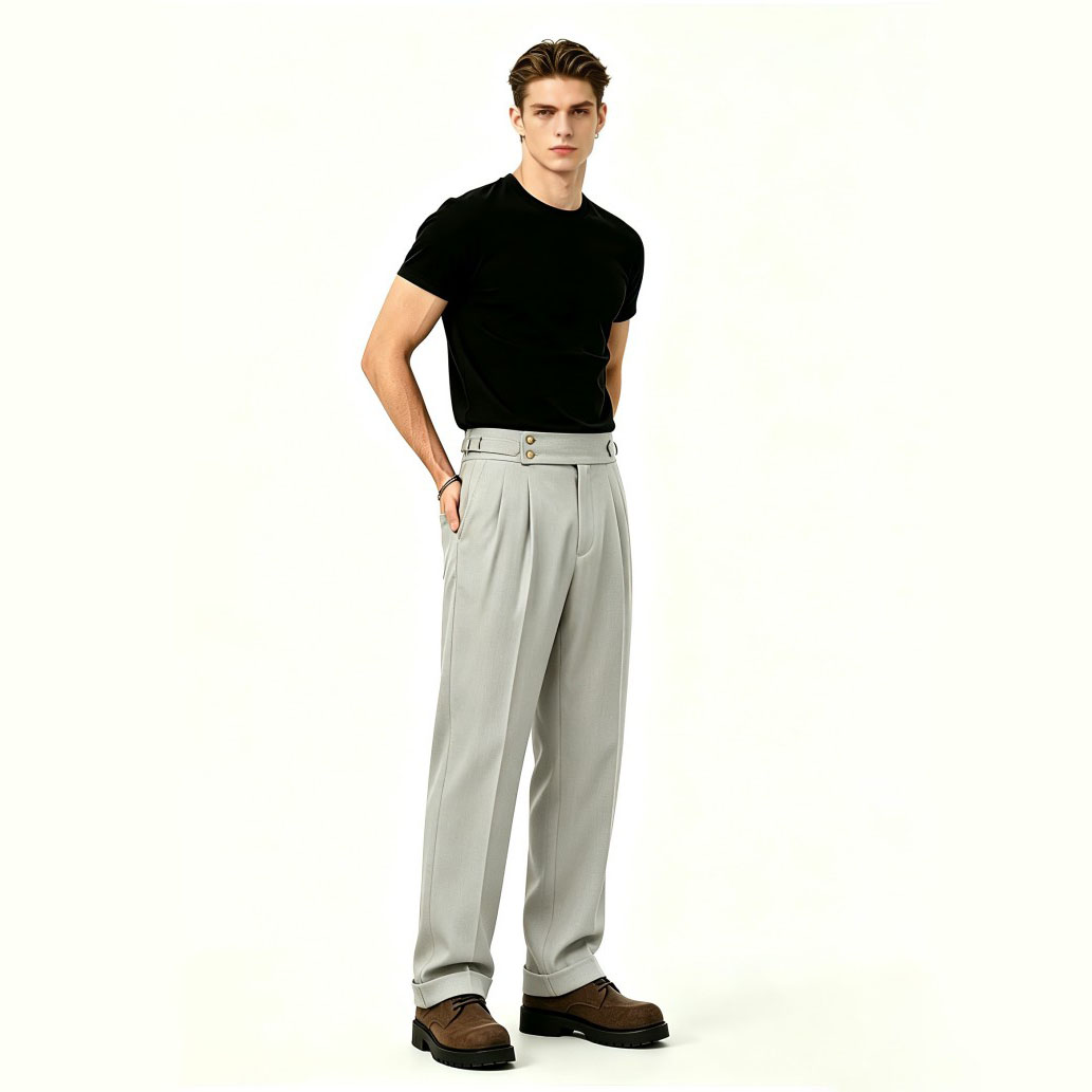 Pantalon habill&eacute; taille haute Naples pour homme, automne et hiver