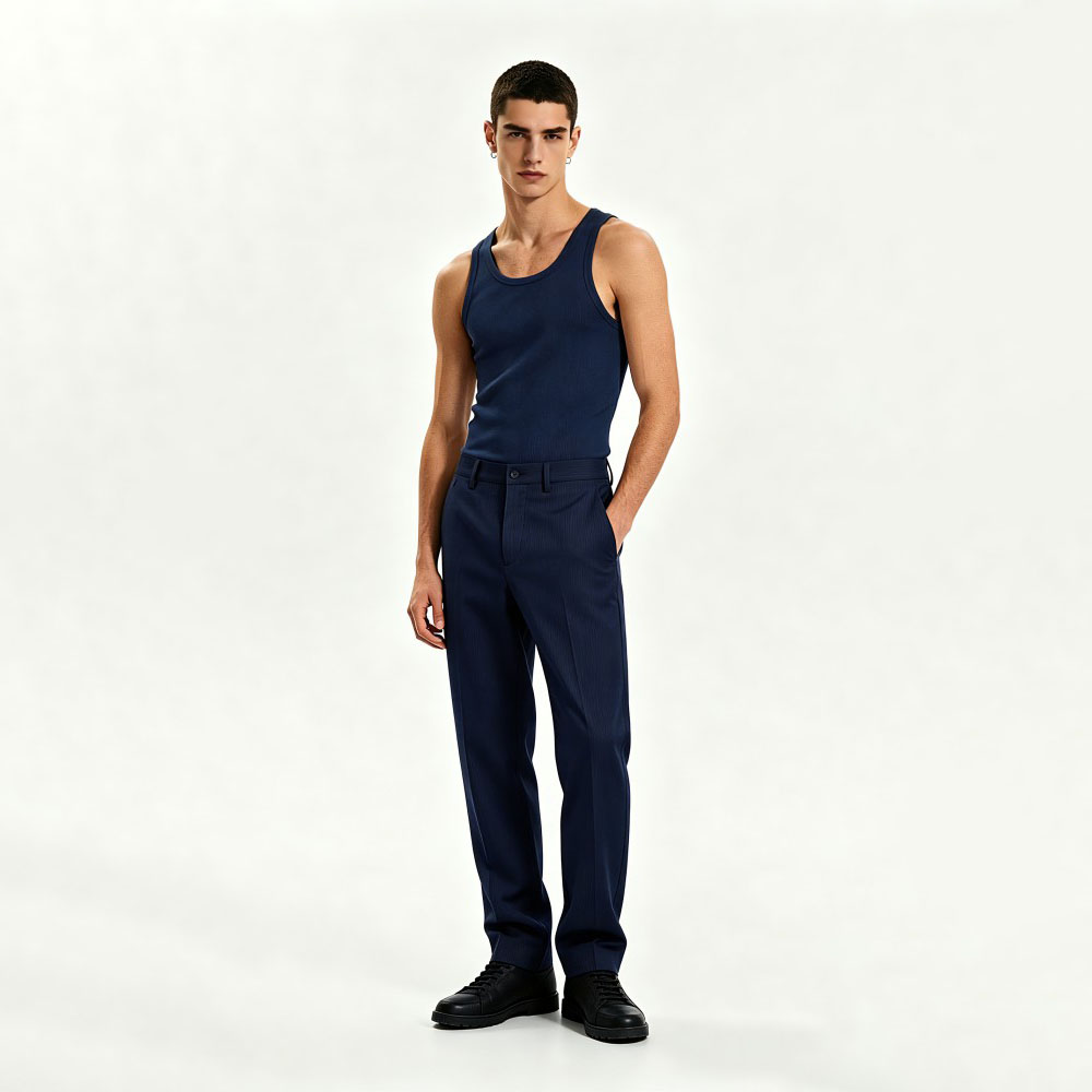 Pantalon d&eacute;contract&eacute; d'affaires taille haute &agrave; jambe droite
